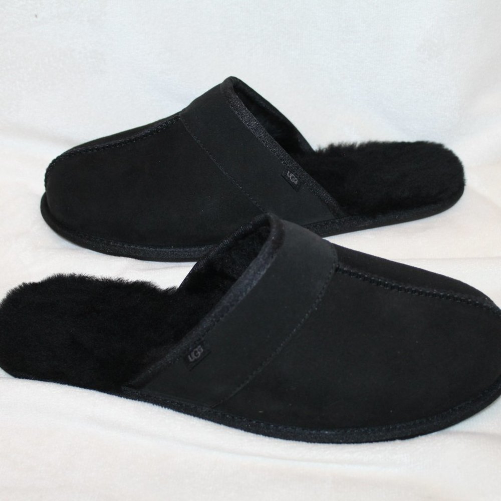 NEW‎ UGG MEN'S SUEDE LEISURE SCUFF SLIP ON SLIPPERS BLACK